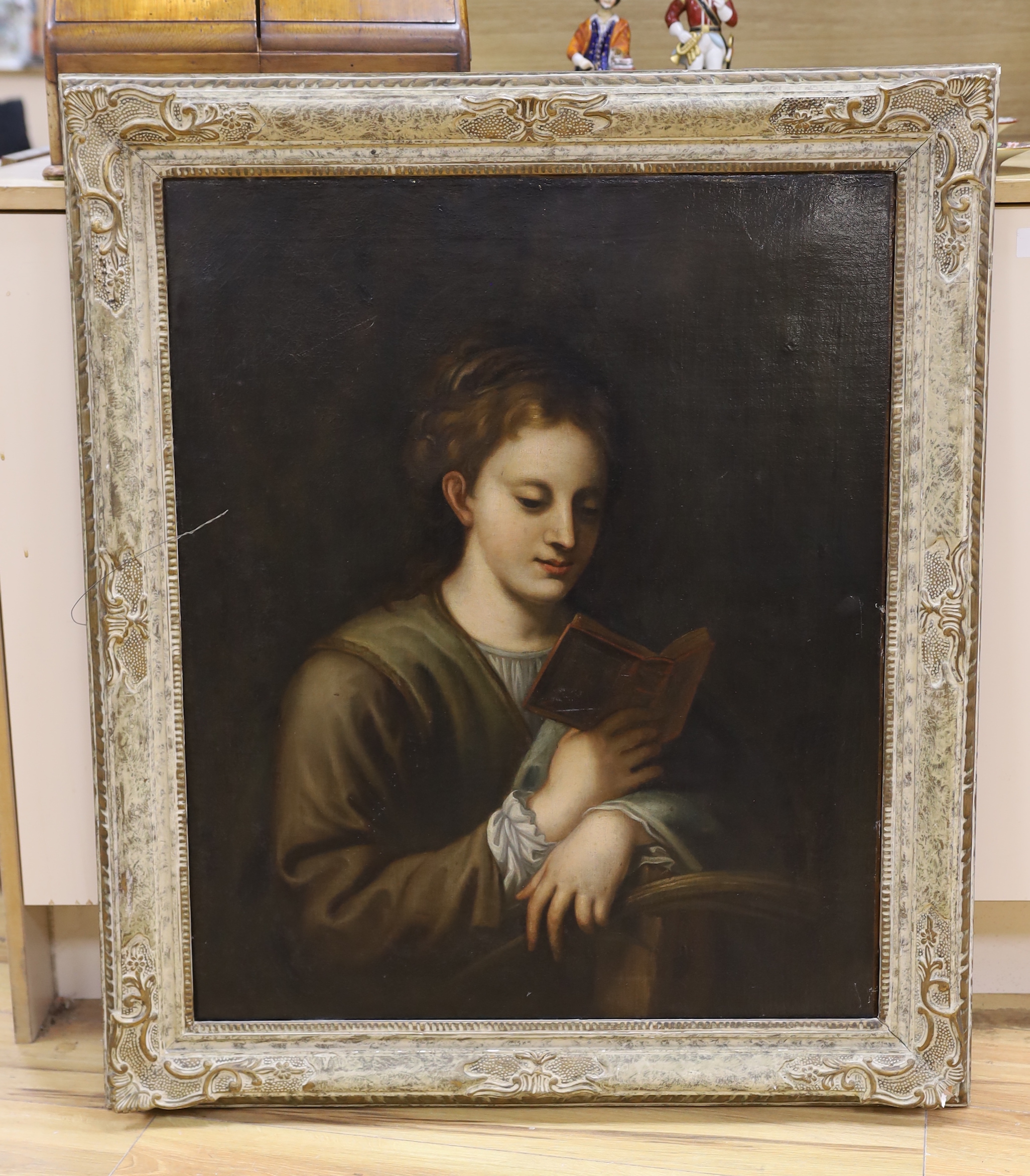After Antonio da Correggio (Italian, 1489-1534), oil on canvas, 'St Catherine reading', 75 x 62cm